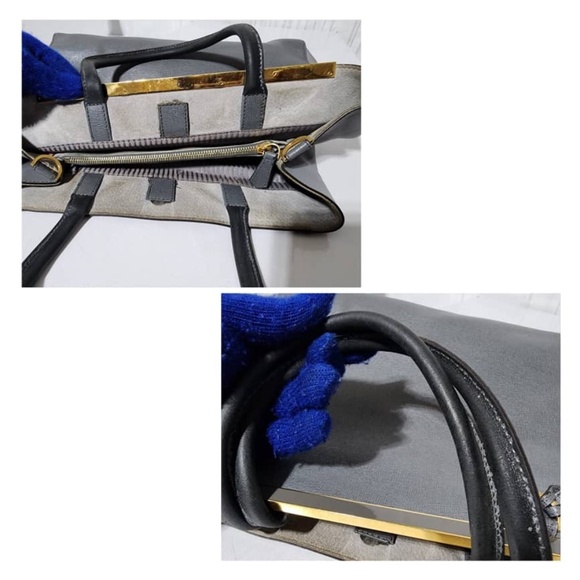 Authentic Fendi 2Jours Leather Shoulder Bag Grey - Picture 6 of 16